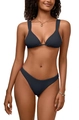 Detailed view of high-cut dark grey bikini bottom and wide strap top with smooth finish - S / Black