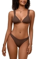 Detail of coffee brown two-piece bikini featuring wide straps and high cut bottoms - S / Brown