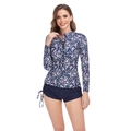 Detalle de top floral de manga larga con cremallera y shorts con cordón ajustable - S / Top Y Pantalón / Arcoíris