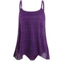 Vue détaillée du bikini deux pièces en crochet violet foncé avec motifs ajourés - Violet