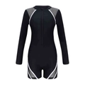 Costume da bagno da surf intero a maniche lunghe nero con rete grigia e strisce bianche - XS / Nero con strisce bianche
