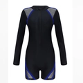 Costume da surf a maniche lunghe nero da donna con accenti blu e inserti in rete - XS / Nero con strisce blu