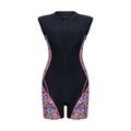 Maillot de bain sport une pièce noir avec motifs géométriques colorés et fermeture zippée - XS / 1031 Bloc de Losanges