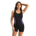 Maillot de bain sport une pièce pour femme noir avec motifs floraux latéraux - S / Noir