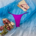 Pezzo sotto bikini perizoma viola metallizzato con anelli regolabili e tessuto elastico - S / Violetto