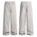 Men's light gray retro loose fit wide-leg cargo pants in durable cotton twill fabric - XS / Light Gray