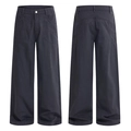 Men's retro loose wide-leg work pants in dark grey-blue with side pocket stitching - XS / Dark Blue