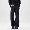 Heren indigo vintage flared jeans met losse pasvorm van raw denim in een minimalistische stijl - S / Original Blue