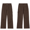 Pantaloni da lavoro da uomo marrone scuro in tela di cotone con passanti in stile utility - XS / caffè