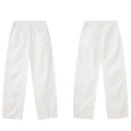 Weiße gerade geschnittene Freizeithose aus Baumwolle mit Taschen im minimalistischen Stil - XS / Weiß