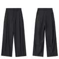 Klassische schwarze Hose mit weitem Bein aus fließendem Anzugstoff und Falten - XS / Schwarz