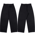 Klassische schwarze Hose mit hoher Taille, weitem Bein und passendem Gürtel für Damen - 3XL / Schwarz