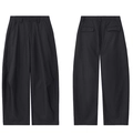 Schwarze Unisex-Hose mit weitem Bein, strukturierter Schnitt, Vorder- und Rückansicht - XS / Schwarz
