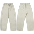 Khakifarbene Hose mit hoher Taille, Stoffgürtel und Gesäßtaschen in Beige-Finish - 3XL / Mandelbeige