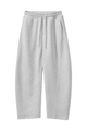 Light grey elastic waist joggers with drawstring and vertical seam detailing - S / Gray