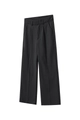 Pantaloni neri uomo a vita alta gamba dritta con pieghe frontali e tasche laterali - S / Nero
