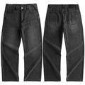 Jeans da uomo in denim lyocell, taglio dritto rilassato in colore grigio scuro lavato - EU 28 / Nero e Grigio