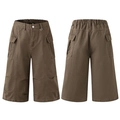 Vorder- und Rückseite von dunkelbraunen Streetstyle-Cargo-Shorts aus robuster Baumwolle - S / Kaffeebraun