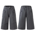 Herren Cargo-Shorts in Dunkelgrau mit Kordelzug am Bund und großen Seitentaschen - S / Grau