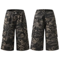 Unisex High-Street Camouflage Cargo-Shorts mit großen Taschen und elastischem Bund - L / Camouflage Braun