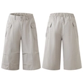 Unisex Cargo-Shorts in hellem Khaki mit großen Seitentaschen und elastischem Taillenbund - S / Aprikose