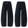 Pantalon de détente vintage noir pour homme avec taille élastique et jambe large - S / Noir
