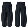 Schwarze Cleanfit Baggy-Hose für Herren mit kreativem plissiertem Kurven-Design - S / Schwarz