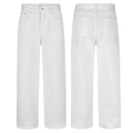 Minimalist wide-leg white denim trousers in cleanfit style with front and back view - 3XL / White