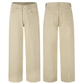 Minimalist beige wide-leg straight-cut cotton denim trousers in a classic five-pocket style - 3XL / Khaki