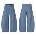 Pantalones vaqueros anchos relajados con rayas verticales azules y blancas vista frontal - S / Raya Azul