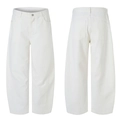 White high-waisted wide-leg denim pants featuring front and back pocket details - 3XL / White