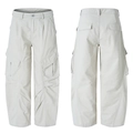 Front and back view of light beige cargo wide-leg pants with accordion pockets - Off White