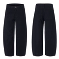 Classic black wide-leg denim banana pants with curved silhouette for a relaxed fit - 3XL / Black
