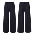 Klassische schwarze Hose mit hohem Bund und weitem Bein aus festem Baumwolltwill-Gewebe - 3XL / Schwarz