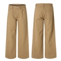 Khaki Weite Hose mit geradem Bein aus hochwertigem Baumwolltwill mit Taschen - 3XL / Khaki