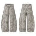 High-Waist Wide-Leg Denim-Jeans mit Leopardenmuster und lockerem Barrel-Schnitt - S / Leopardenmuster