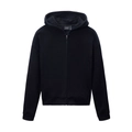 Classic black full-zip hoodie in loose fit with adjustable drawstring and ribbed cuffs - S / Black