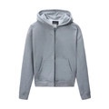 Classic grey zip-up hoodie featuring a front kangaroo pocket and ribbed cuffs in a clean fit - S / Mixed Grey