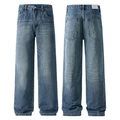 Retro Herren Jeanshose mit lockerer, gerader Passform in klassischer blauer Waschung - EU 28 / Blau