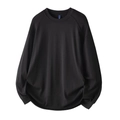 Losvallend zwart heren sweatshirt met ronde hals en lange mouwen met geribde boorden - 3XL / Zwart