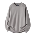 Donkergrijs heren sweatshirt met ronde hals en raglanmouwen van dik katoenmix - 3XL / Rookgrijs