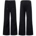 Herren Vintage Arbeitshose in Schwarz mit doppelten Knie-Patches und weitem Bein - S / Schwarz
