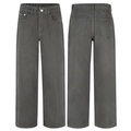 Deep grey high-waisted wide-leg jeans with vintage washed finish and relaxed fit - 3XL / Gray