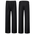 Pantalón negro de hombre de corte recto con fina textura vertical y pliegues frontales - S / Negro