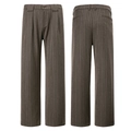 Pantalón de hombre retro marrón oscuro con rayas verticales y corte recto clásico - S / Moca