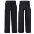 Jeans neri a gamba larga da uomo con fodera in pile e design classico a cinque tasche - 3XL / Nero