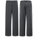 Pantaloni grigio scuro gessati a gamba dritta con passanti e tasche posteriori - S / grigio scuro