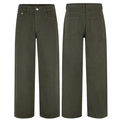Jeans da uomo verde oliva a gamba larga con fodera in pile e tasche anteriori e posteriori - 3XL / Verde militare