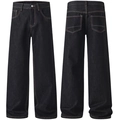 Lockere Herren-Jeans mit geradem Bein in Dunkelblau und klassischen Kontrastnähten im Set - EU 38 / Silberblau
