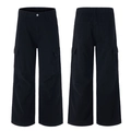 Ρετρό μαύρο φαρδύ παντελόνι cargo με σχέδιο πολλαπλών τσεπών και ελαστική μέση για street style - 3XL / Μαύρο